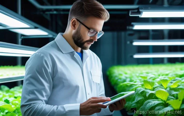 도시농업관리사 업무 스킬 업그레이드 - An adult urban farming manager, dressed in a practical, modern work uniform including a fitted polo ...